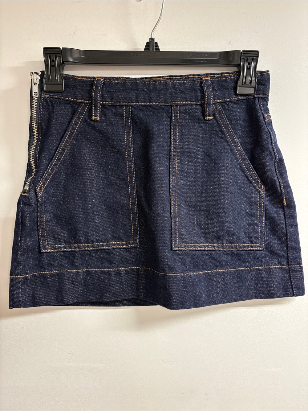 Princess Polly Dark Blue Denim Mini Skirt with Front Patch Pockets